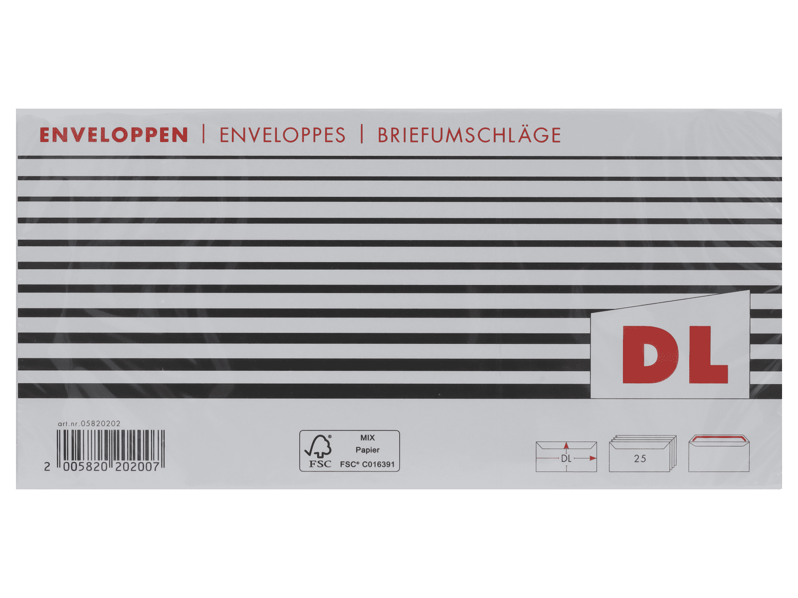 25 enveloppes DL - Wibra