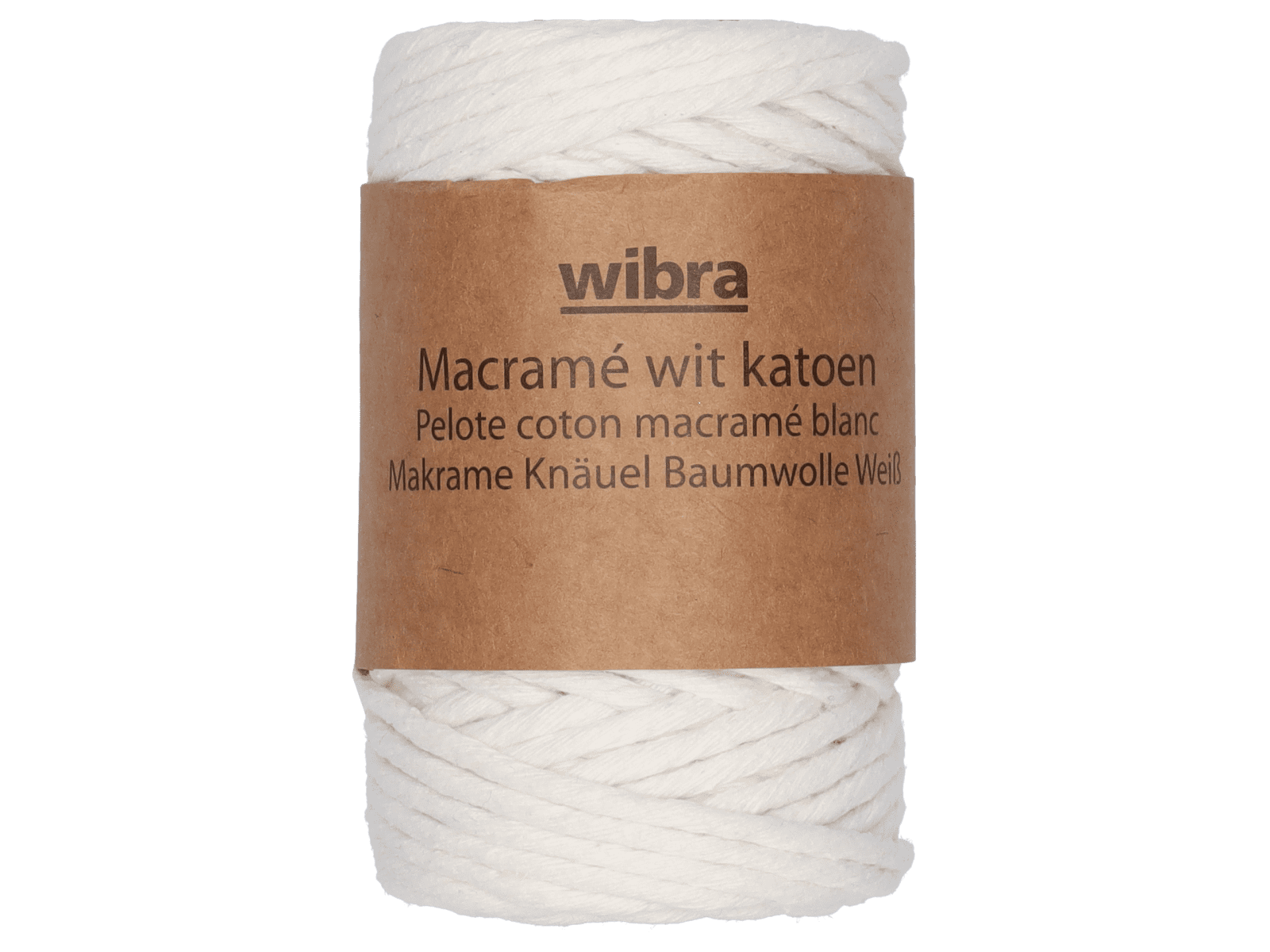 Cordon en coton macramé - blanc - Wibra