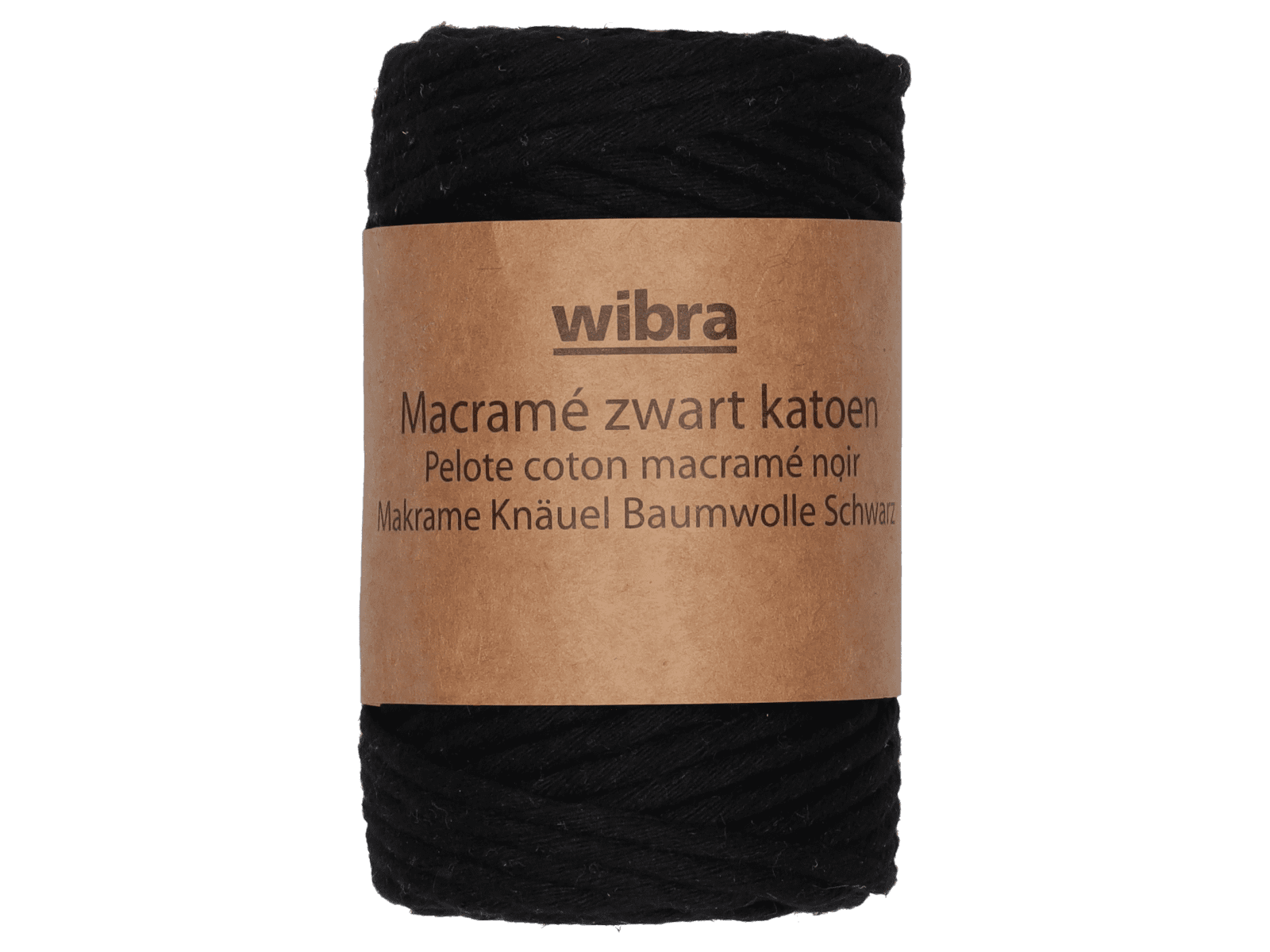 Cordon en coton macramé - noir - Wibra